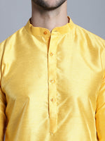 Thumbnail for Jompers Men's Woven Design Nehru Jacket With Kurta Pyjama Set - Mustard - Distacart