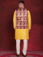 Thumbnail for Jompers Men's Multi Printed Nehru Jacket With Kurta Pyjama Set - Distacart