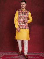 Thumbnail for Jompers Men's Multi Printed Nehru Jacket With Kurta Pyjama Set - Distacart
