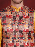 Thumbnail for Jompers Men's Multi Printed Nehru Jacket With Kurta Pyjama Set - Distacart