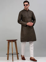 Thumbnail for Jompers Men's Printed Nehru Jacket With Kurta Pyjama Set - Cream - Distacart