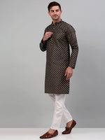 Thumbnail for Jompers Men's Printed Nehru Jacket With Kurta Pyjama Set - Navy Blue - Distacart