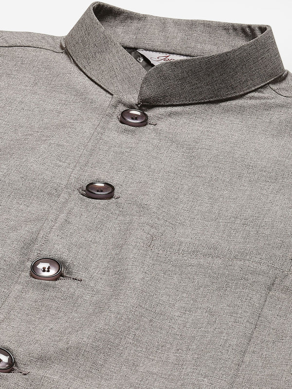 Jompers Men's Kurta Pyjama With Grey Solid Nehru Jacket - Distacart