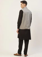Thumbnail for Jompers Men's Kurta Pyjama With Black Solid Nehru Jacket - Distacart