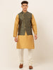 Jompers Men's Solid Kurta Pyjama With Nehru Jacket - DOlive - Distacart