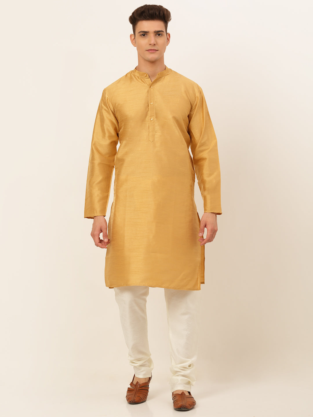 Jompers Men's Solid Kurta Pyjama With Nehru Jacket - DOlive - Distacart