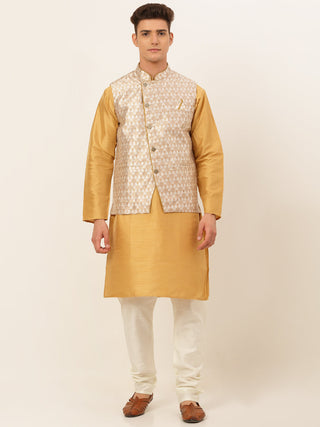 Jompers Men's Solid Kurta Pyjama With Nehru Jacket - DSilver - Distacart