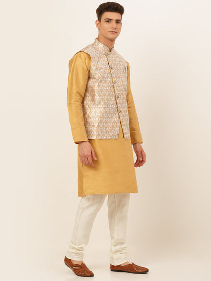 Jompers Men's Solid Kurta Pyjama With Nehru Jacket - DSilver - Distacart