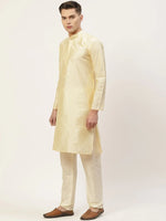Thumbnail for Jompers Men's Solid Kurta Pyjama With Floral Cream Printed Nehru Jacket - Distacart