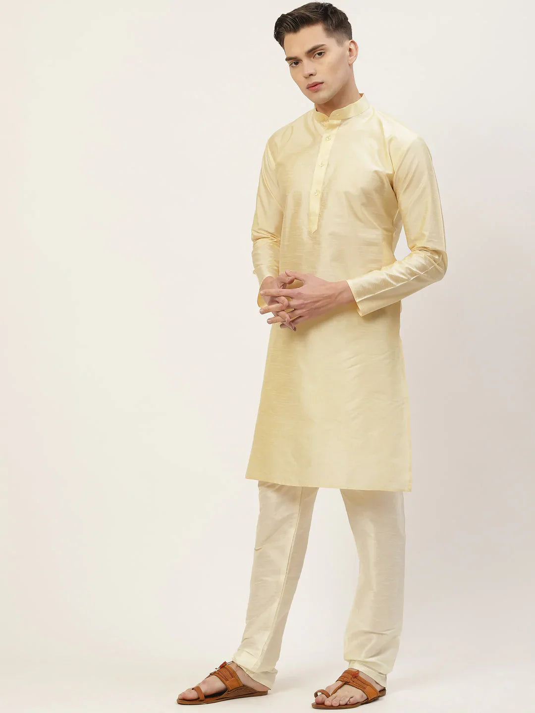 Jompers Men's Solid Kurta Pyjama With Floral Maroon Printed Nehru Jacket - Distacart