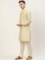Thumbnail for Jompers Men's Solid Kurta Pyjama With Floral Navy Printed Nehru Jacket - Distacart