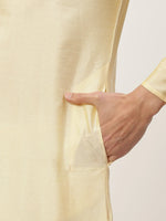 Thumbnail for Jompers Men's Solid Kurta Pyjama With Floral Peach Printed Nehru Jacket - Distacart