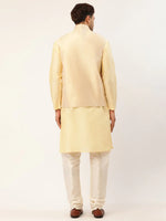 Thumbnail for Jompers Men's Solid Kurta Pyjama With Cream Embroidered Nehru Jacket - Distacart