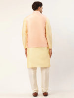 Thumbnail for Jompers Men's Solid Kurta Pyjama With Pink Embroidered Nehru Jacket - Distacart