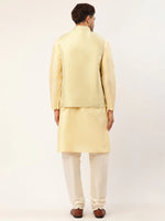 Thumbnail for Jompers Men's Solid Kurta Pyjama With Pista Green Embroidered Nehru Jacket - Distacart
