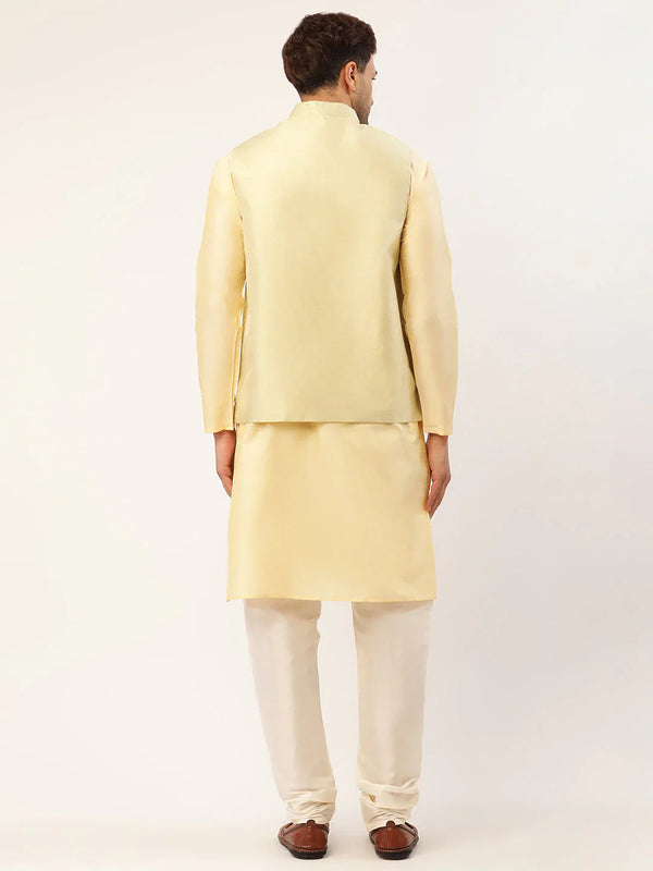 Jompers Men's Solid Kurta Pyjama With Pista Green Embroidered Nehru Jacket - Distacart