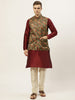 Jompers Men's Printed Nehru Jacket and Kurta Pyjama Set - Black - Distacart