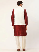Thumbnail for Jompers Men's Solid Kurta Pyjama With White Embroidered Nehru Jacket - Distacart
