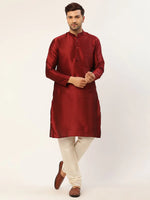Thumbnail for Jompers Men's Solid Kurta Pyjama With White Embroidered Nehru Jacket - Distacart