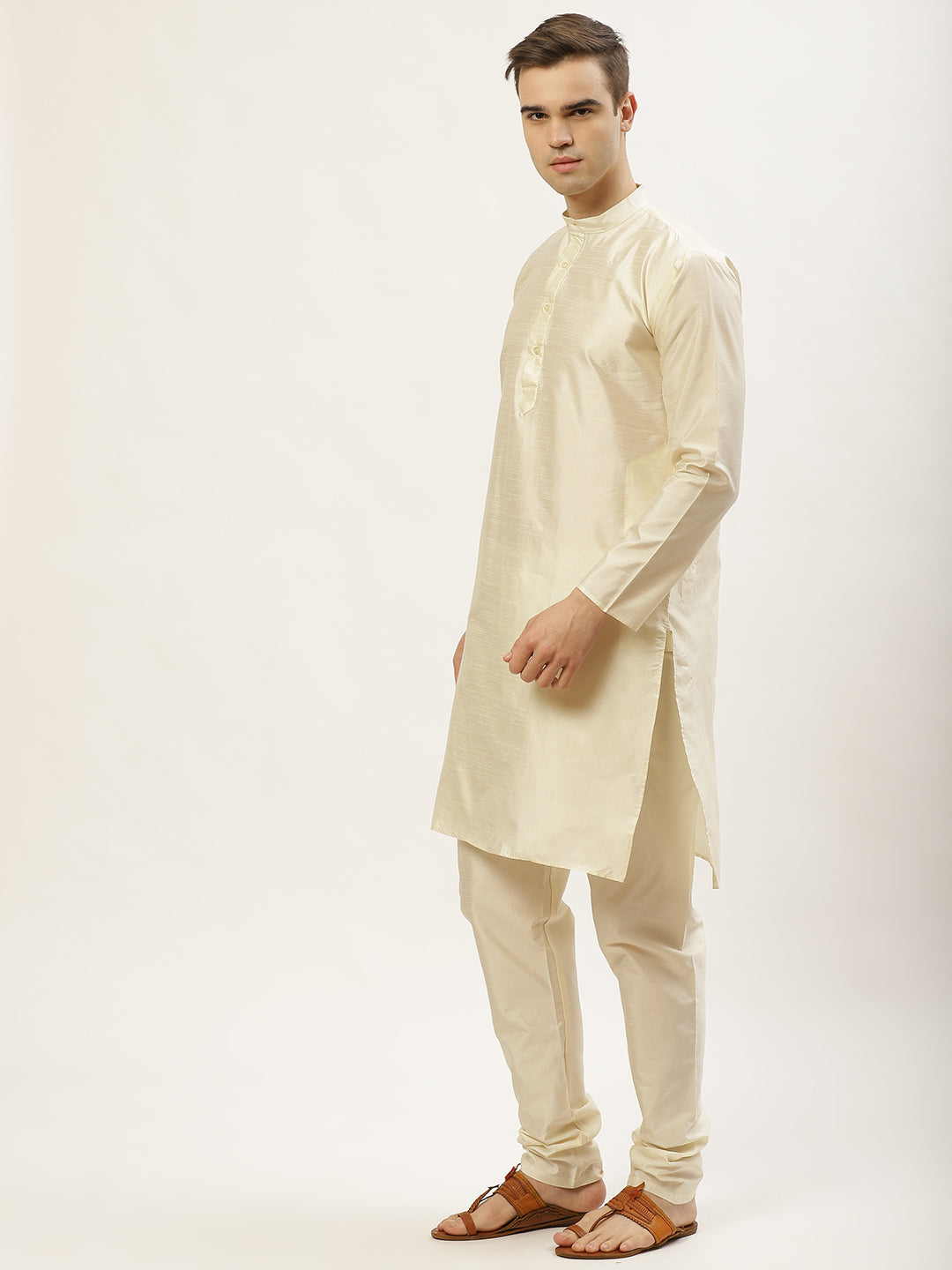 Jompers Men's Floral Printed Nehru Jacket and Kurta Pyjama Set - Lime - Distacart