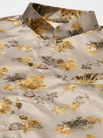 Thumbnail for Jompers Men's Floral Printed Nehru Jacket and Kurta Pyjama Set - Grey - Distacart