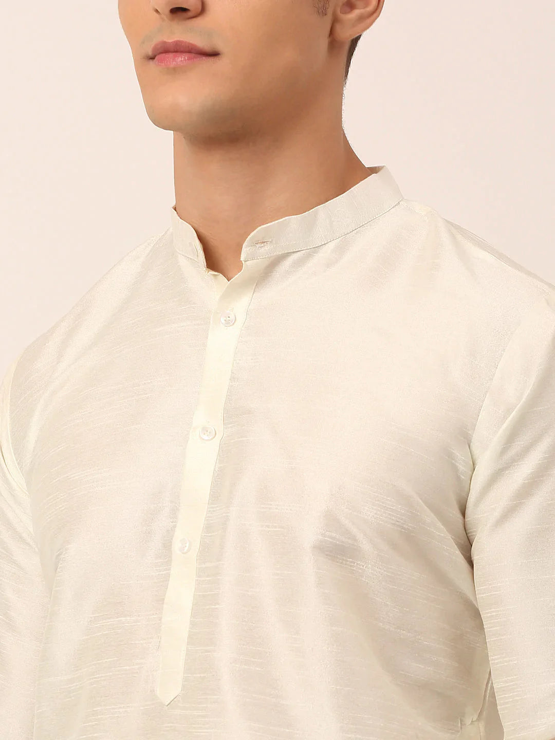 Jompers Men's Solid Kurta Pyjama With Grey Floral Embroidered Nehru Jacket - Distacart