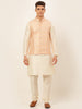 Jompers Men's Solid Kurta Pyjama With Nehru Jacket - Pink - Distacart