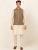 Jompers Men's Solid Kurta Pyjama With Nehru Jacket - Brown - Distacart