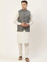 Thumbnail for Jompers Men's Kurta Pyjama With Charcoal Grey Solid Nehru Jacket - Distacart