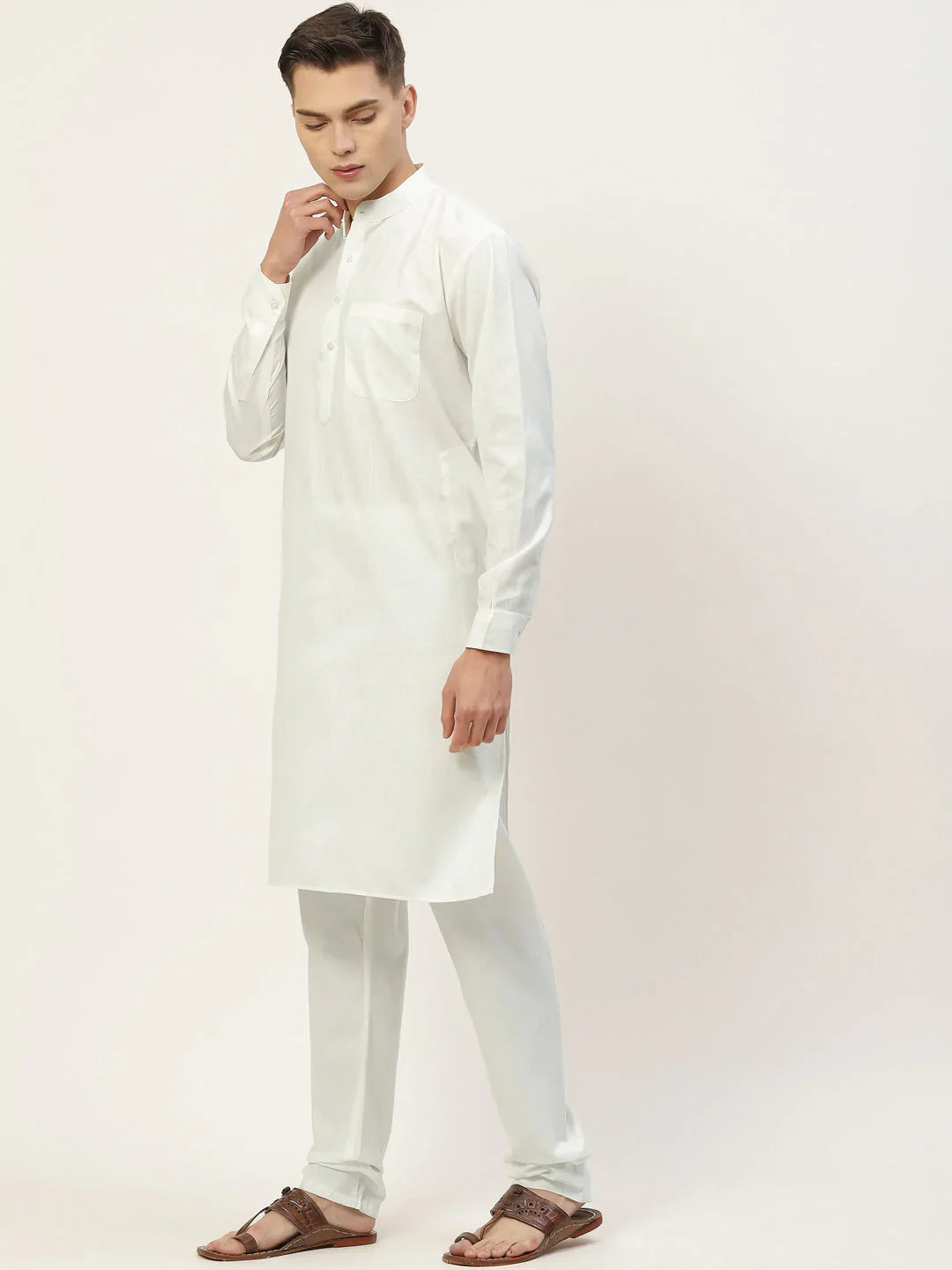 Jompers Men's Kurta Pyjama With Charcoal Grey Solid Nehru Jacket - Distacart