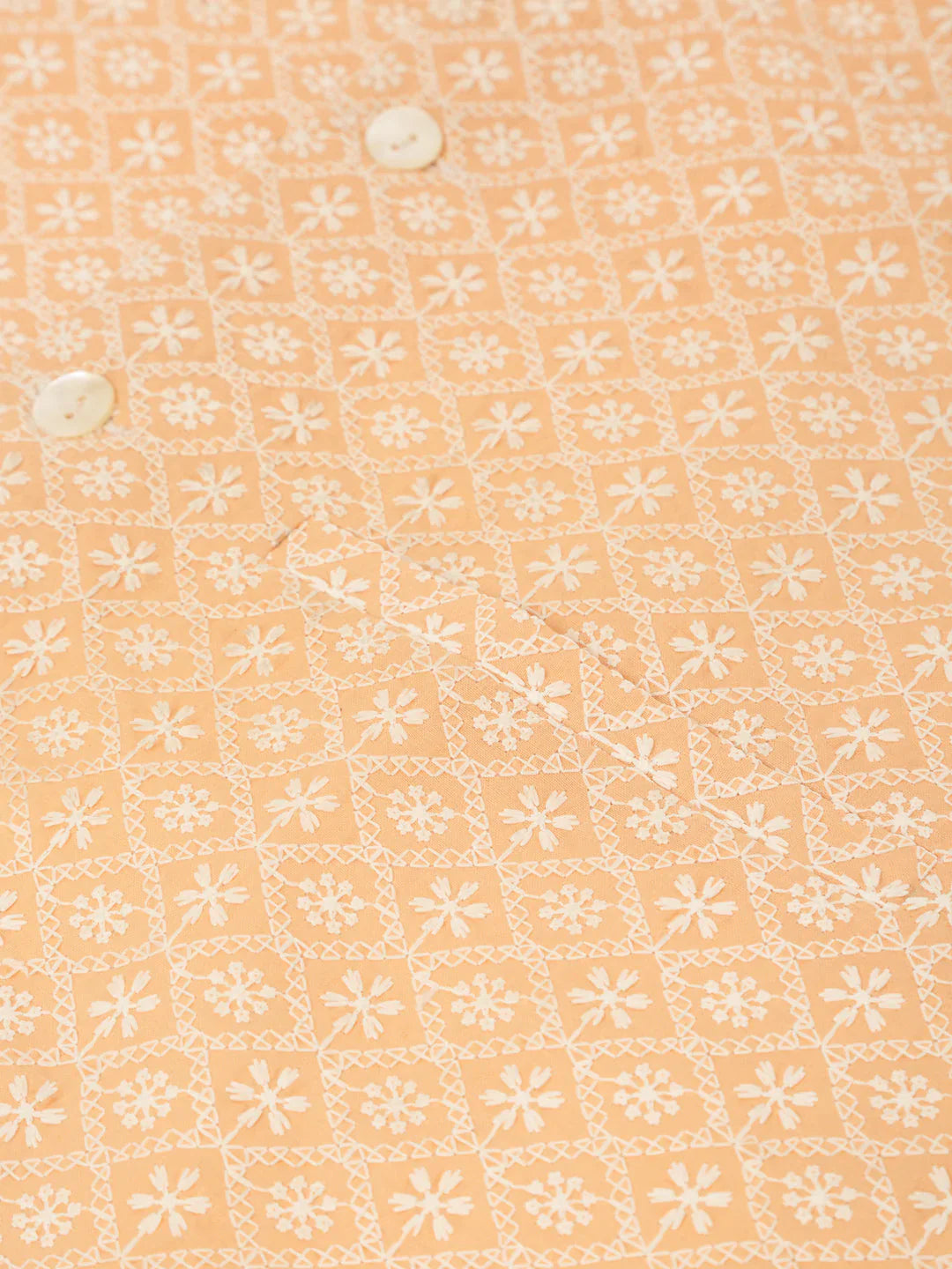 Jompers Men's White Cotton Blend Kurta with Pyjamas & Orange Embroidered Nehru Jacket - Distacart