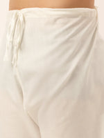 Thumbnail for Jompers Men's White Cotton Blend Kurta with Pyjamas & Sky Blue Embroidered Nehru Jacket - Distacart