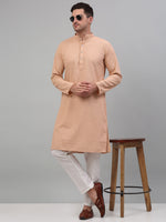 Thumbnail for Jompers Men's Peach Chikankari Embroidered and Sequence Kurta with Pyjama - Distacart