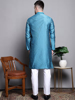 Thumbnail for Jompers Men's Woven Design Kurta with Pyjamas - Peacock - Distacart