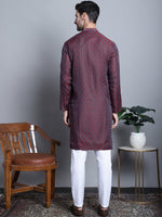 Thumbnail for Jompers Men's Maroon Woven Design Kurta with Pyjamas - Distacart