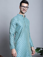 Thumbnail for Jompers Men's Blue Woven Design Kurta with Pyjamas - Distacart