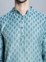 Thumbnail for Jompers Men's Blue Woven Design Kurta with Pyjamas - Distacart