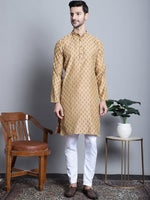 Thumbnail for Jompers Men's Yellow Woven Design Kurta with Pyjamas - Distacart