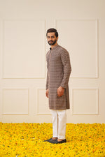 Thumbnail for Jompers Men's Sequin Embroidered Pure Cotton Kurta - Brown - Distacart