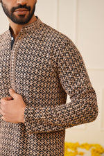 Thumbnail for Jompers Men's Sequin Embroidered Pure Cotton Kurta - Brown - Distacart