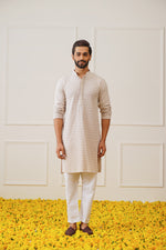 Thumbnail for Jompers Men's Sequin Embroidered Pure Cotton Kurta - Beige - Distacart