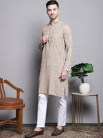 Thumbnail for Jompers Men's Sequin Embroidered Pure Cotton Kurta with Pyjamas - Cream - Distacart