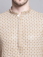 Thumbnail for Jompers Men's Sequin Embroidered Pure Cotton Kurta with Pyjamas - Cream - Distacart