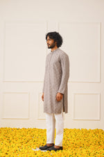 Thumbnail for Jompers Men's Sequin Embroidered Pure Cotton Kurta - Grey - Distacart