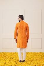Thumbnail for Jompers Men's Bandhani Printed Kurta - Orange - Distacart