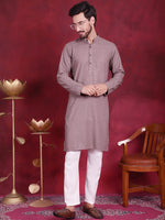 Thumbnail for Jompers Men's Sequins Chikankari Kurta with Pyjama - Grey - Distacart