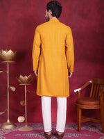 Thumbnail for Jompers Men's Sequins Chikankari Kurta with Pyjama - Mustard - Distacart