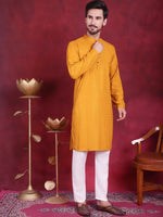 Thumbnail for Jompers Men's Sequins Chikankari Kurta with Pyjama - Mustard - Distacart