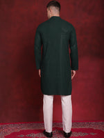 Thumbnail for Jompers Men's Sequins Chikankari Kurta with Pyjama - Olive - Distacart