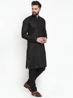Thumbnail for Jompers Men's Solid Dobby Kurta Payjama Set - Black - Distacart